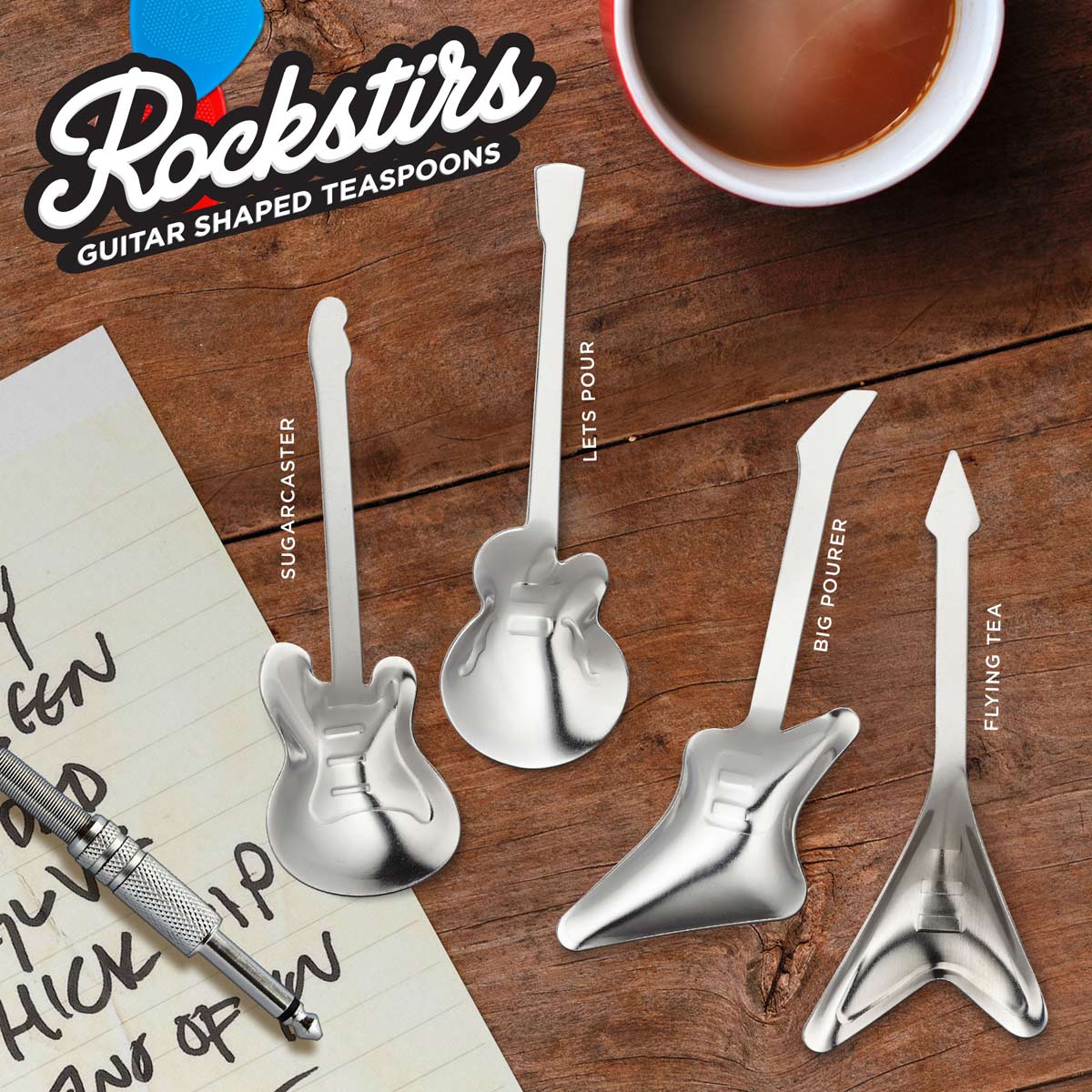 Rockstirs cucchiaino a forma di chitarra