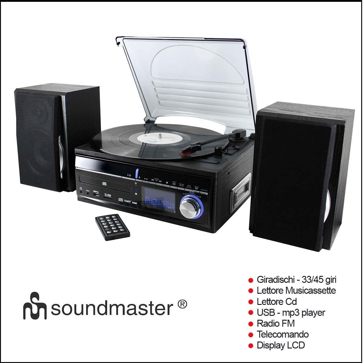 Giradischi Soundmaster mcd1700 - multifunzione cd-radio-usb-musicassette- Semm music store - Bologna