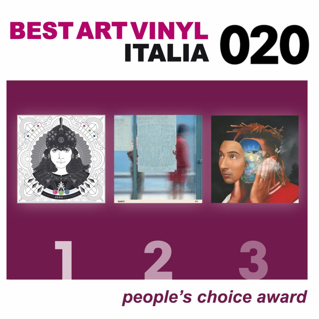 Best Art Vinyl Italia edizione 020 People's Choice Award copertine sul podio: Renato Zero ZeroSettanta, Bonetti Qui, Ghali DNA