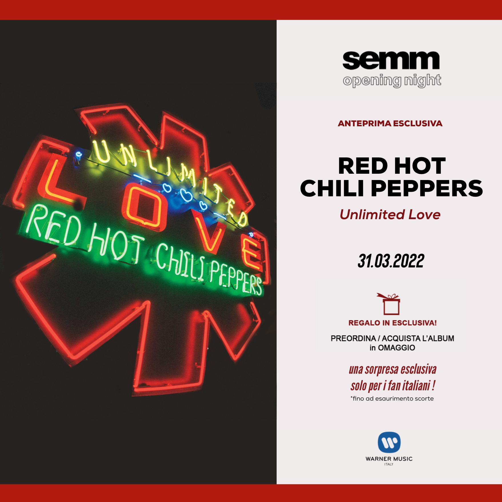 SAVE THE DATE ! Red Hot Chili Peppers - Anteprima in Esclusiva