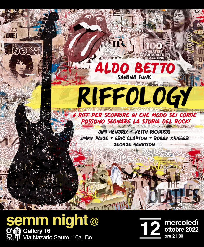 Locandina Riffology con Aldo Betto al Gallery 16