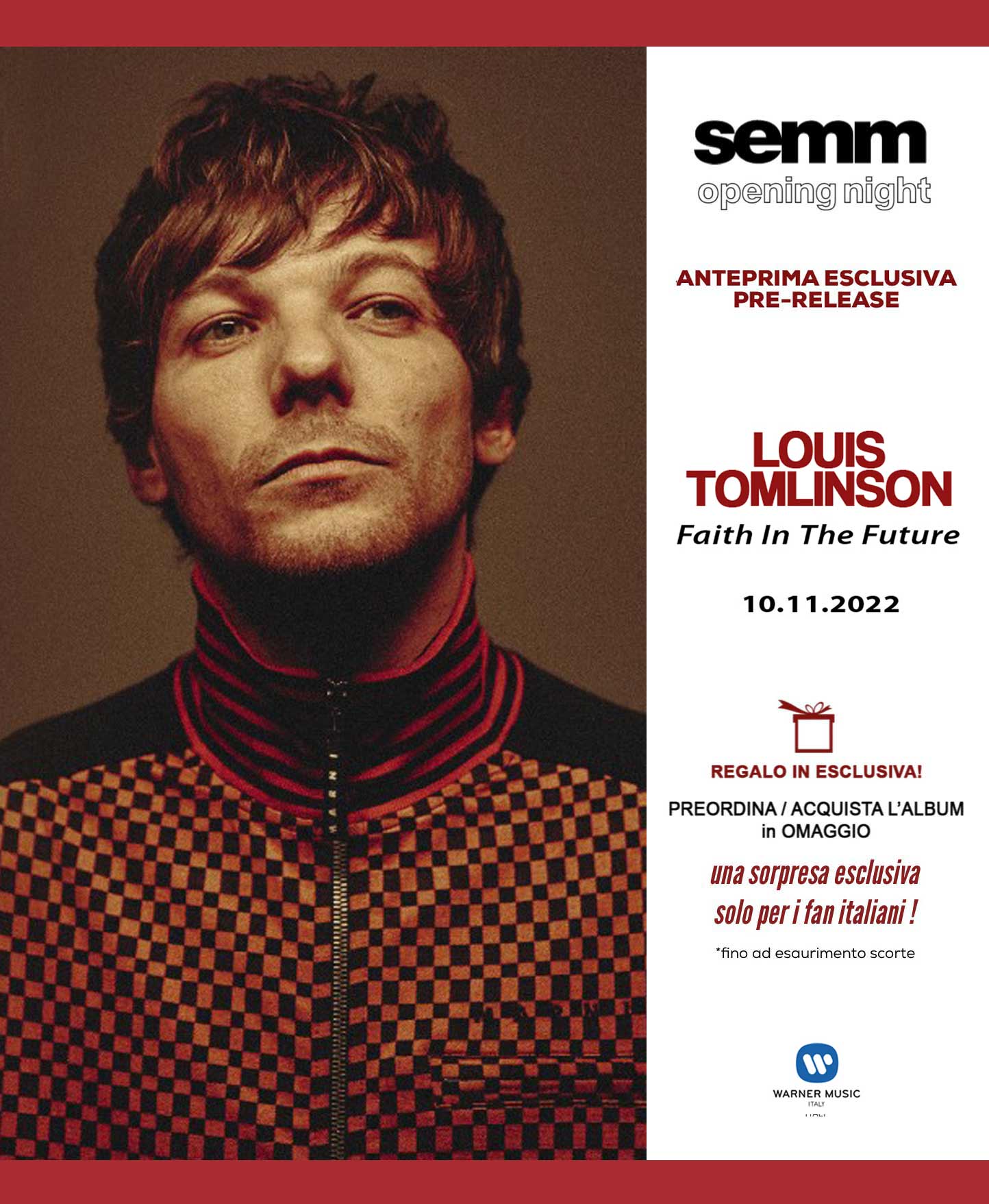 Louis Tomlinson vendita esclusiva in anteprima nuovo album