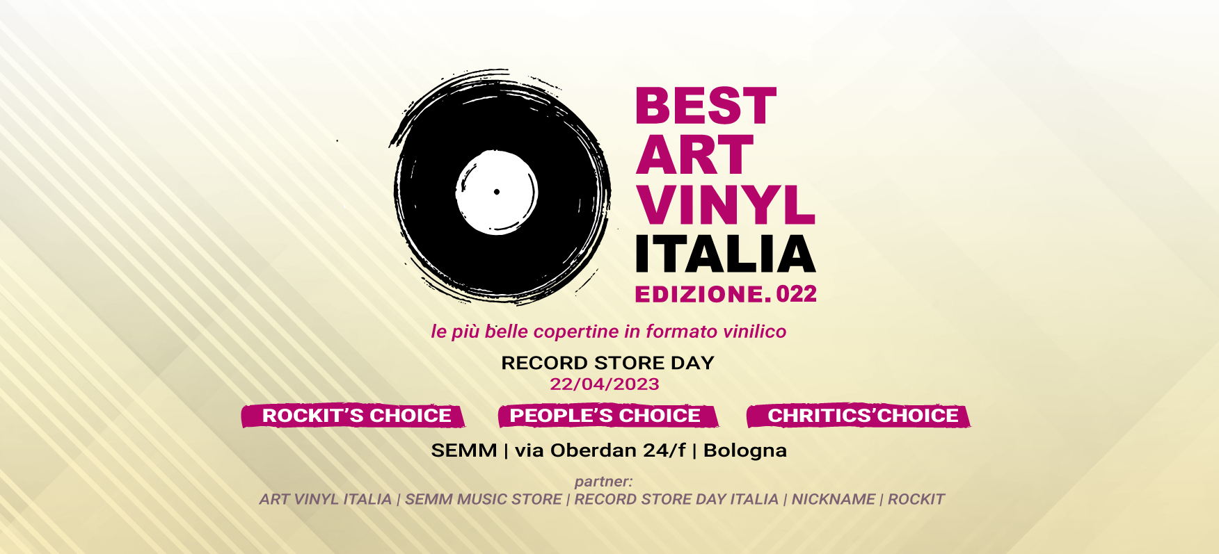 Best Art Vinyl Italia Edizione 022 le più belle copertine in formato vinilico Record Store Day 22/04/2023 SEMM Music Store Bologna via Oberdan 24/F