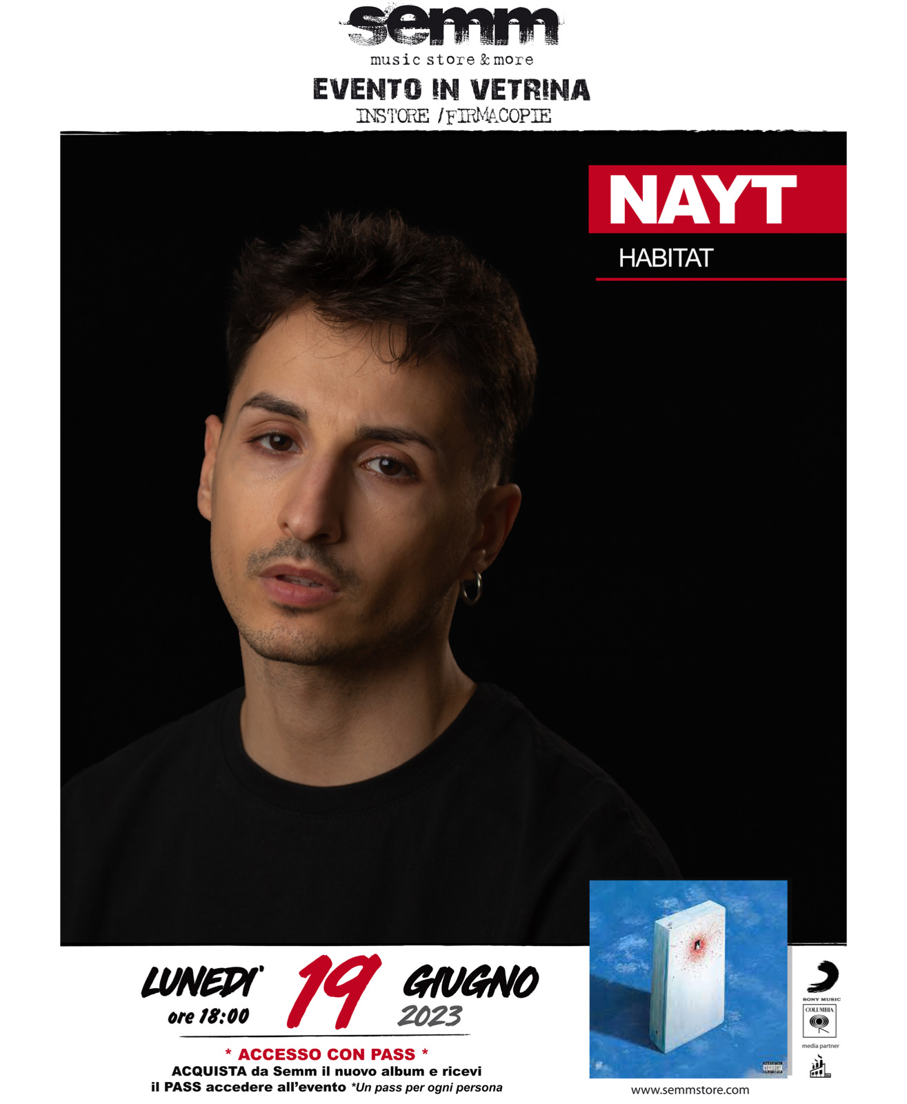 Nayt firmacopie Bologna SEMM Music Store per il nuovo album Habitat.